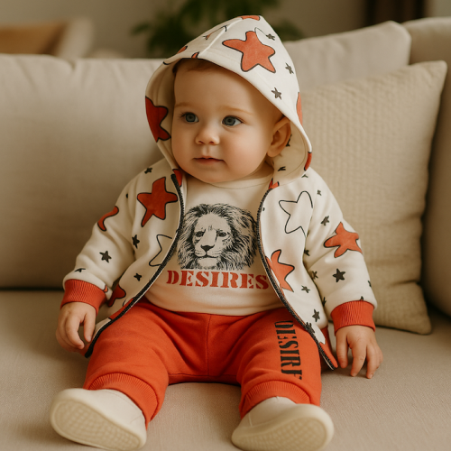 Βρεφικό Σετ  3 τεμαχίων Ζακέτα Κορμάκι Παντελόνι Set lion_3 pcs 773343